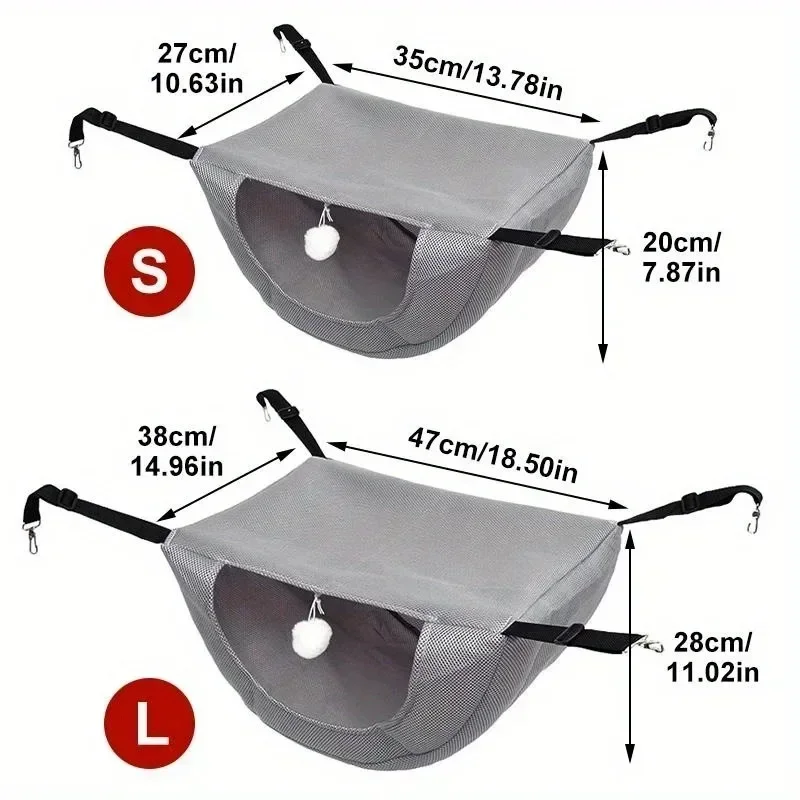 سرير للحيوانات الأليفة معلق شبكي مسامي - أرجوحة قطط قابلة للتعديل للاستخدام الداخلي، عش نوم معلق مريح بإطار معدني #2