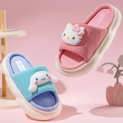 Sanrio autunno simpatico cartone animato antiscivolo pantofole per bambini suola morbida infradito bambini ragazze Indoor Mule calde scarpe di cotone per la casa