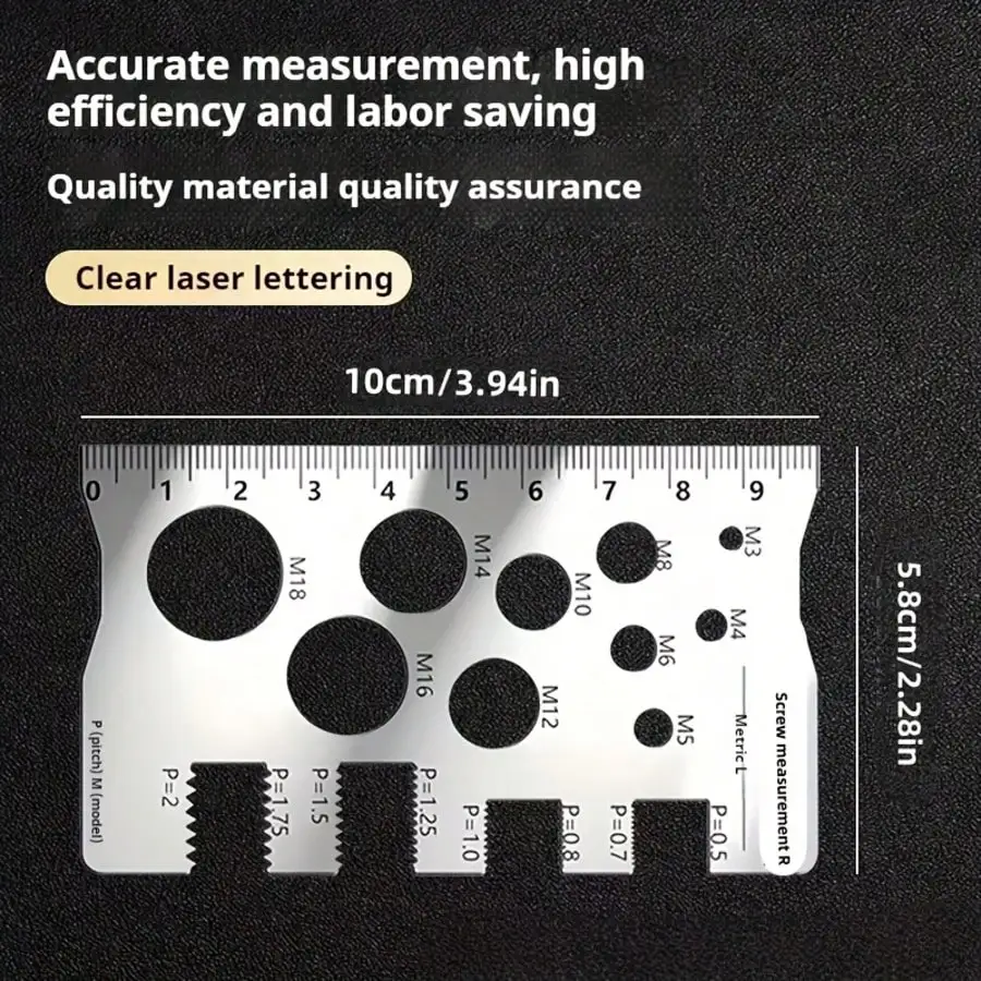 Solid Metal Screw Bolt Caliper - Stainless Steel Nut Screw Gauge With Screw Alignment Function, Sturdy And Durable Construction, M1-M12 Precision Measurement, No Assembly Required. Ideal For Repair Technicians And Mechanics In Electronics And Automotive M view 3