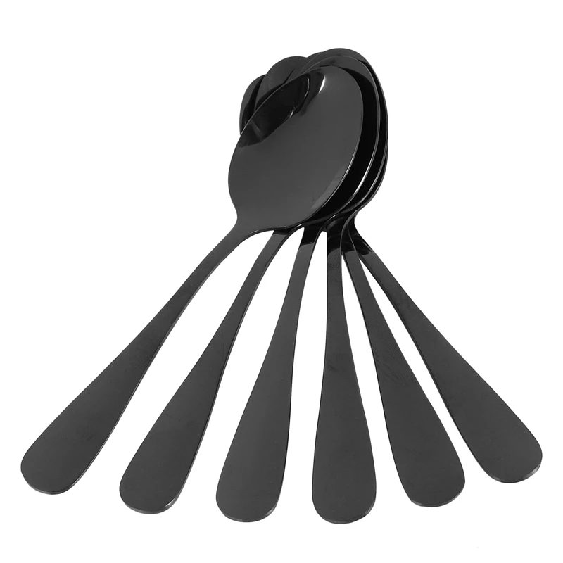Black Teaspoons Teaspoons, Mini Stainless Steel Cake Spoons, Scoop For Ice Cream, Small Teaspoons For Dessert,Set Of 18