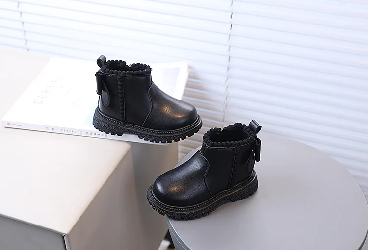 Herbst Mädchen Stiefeletten mit Rückenschleife Kinder Kurzstiefel Weiche Sohle 2026 Neue Mädchen Prinzessinnen-Lederstiefel mit Seitenreißverschluss – Detail 19