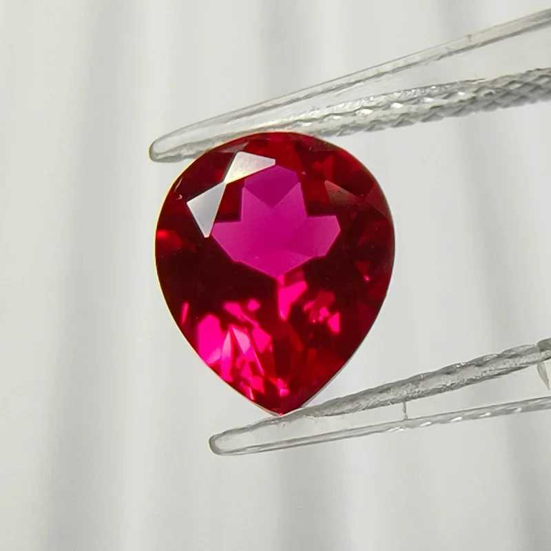 

L-Lab Grown Ruby Pear Cut Rubellite Color Hydrothermal Gemstone For Jewelry Setting&Custom Design Selectable Certificate