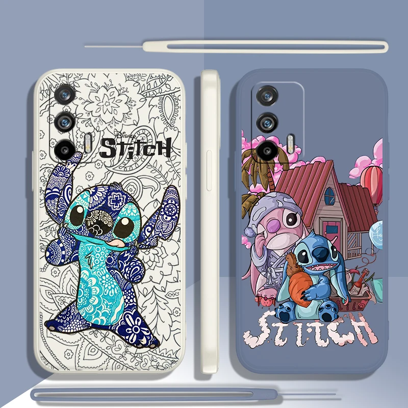 Stitch Angel Cute Lilo For OPPO Realme GT Neo 5 GT 3 2 C55 33 35 30 S 240W SE Neo3 2 Q5 3 5g Liquid Rope Phone Case