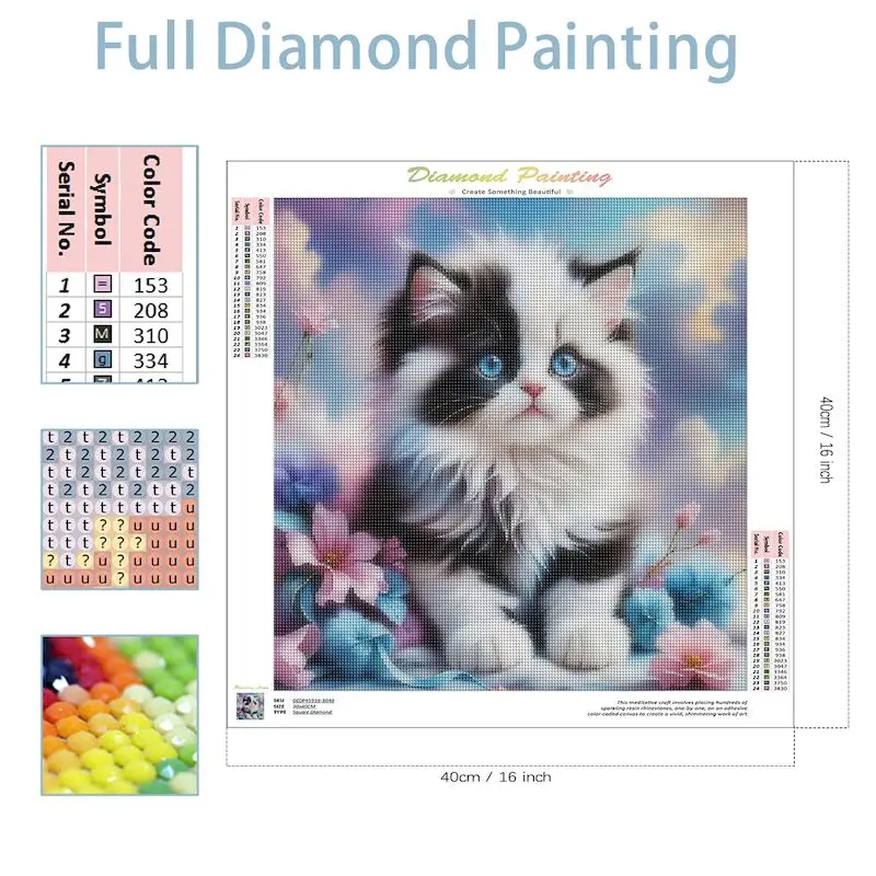 SDOYUNO Diamond Embroidery Animal Cat Full Round Drill Mosaic Flower Art Pictures Of Rhinestones Complete Kit Decorative Paintin