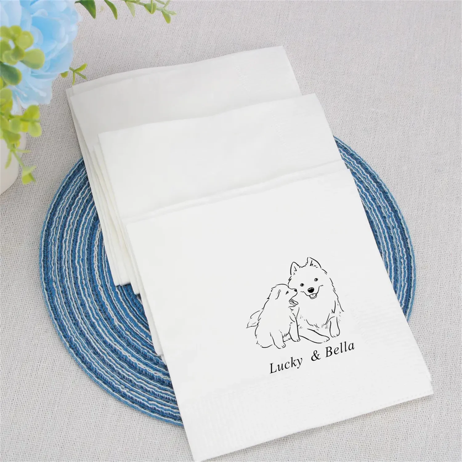 50 PCS Personalized Pet Cocktail Napkins,Custom Pet Cocktail Napkins,Dog Wedding Napkins,Customized Pet Napkins,Custom Pet Portr