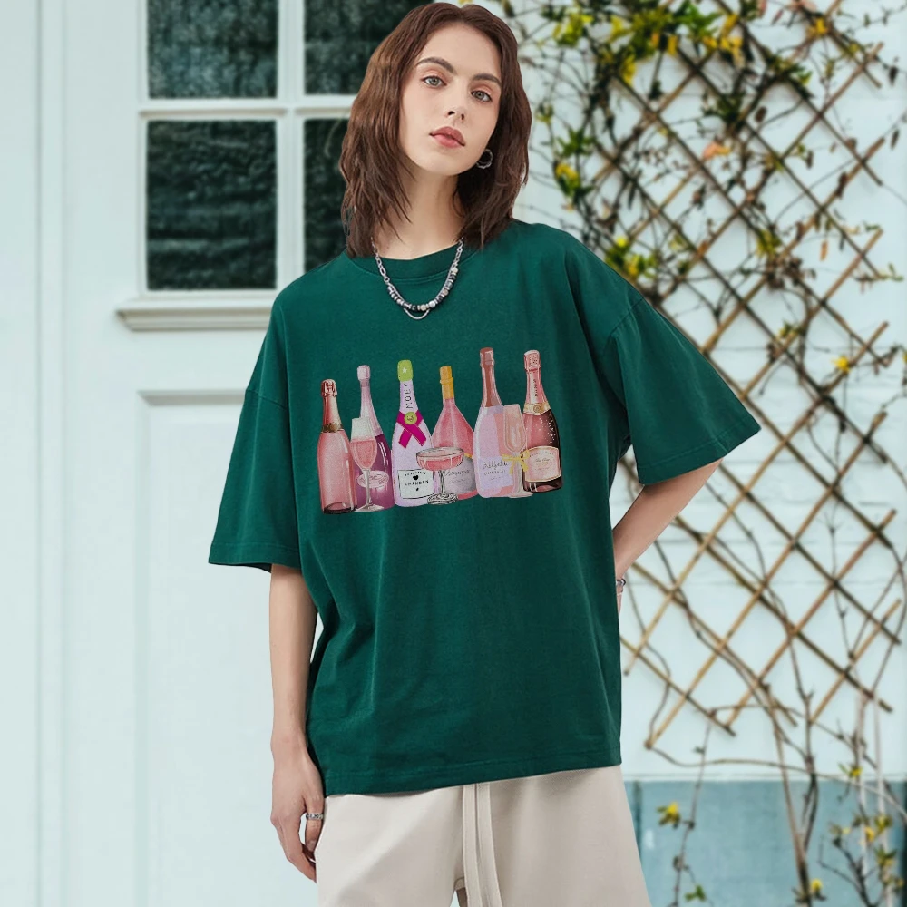 

Y2k Champagne T-shirt Harajuku Street T Shirt New 2024 Women Tee Summer Celebration Champagne Coquett Aesthetic Shirt