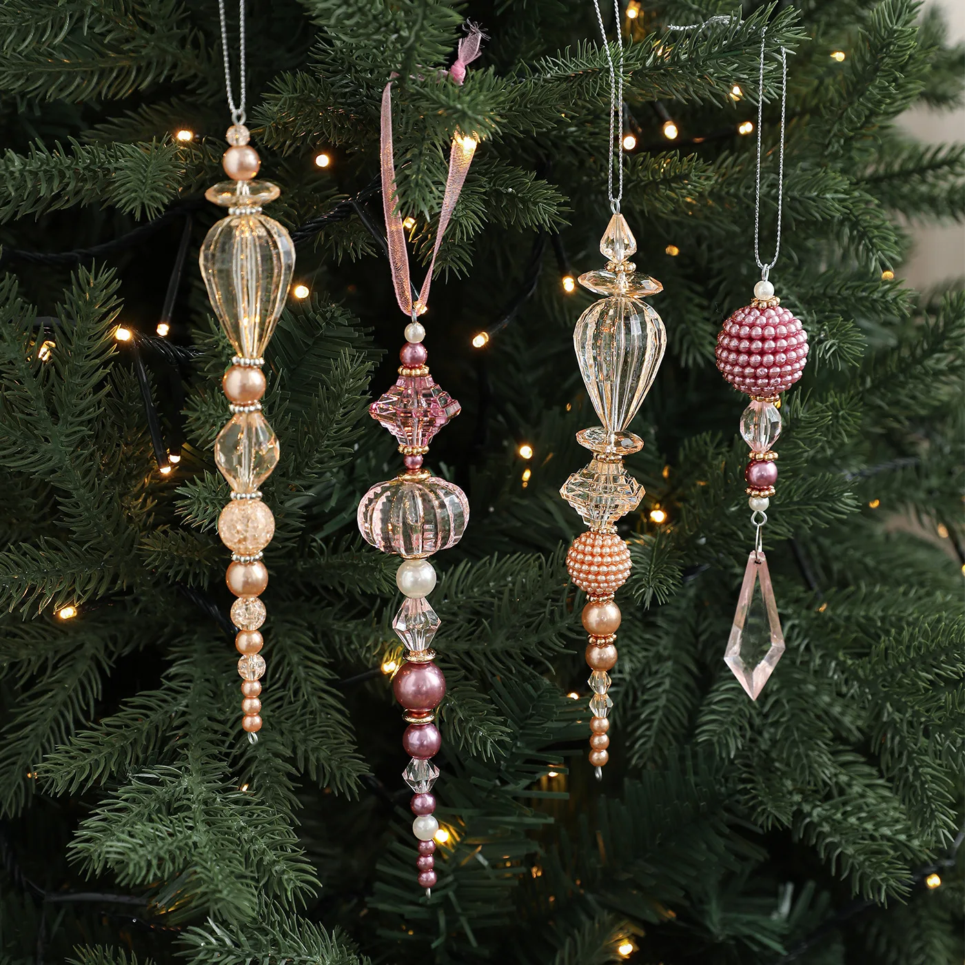 شجرة عيد الميلاد معلقة الاكريليك ندفة الثلج قطرة جليد المعلقات كريستال الحلي عيد الميلاد واضح المعلقات ديكور المنزل حفلة السنة الجديدة