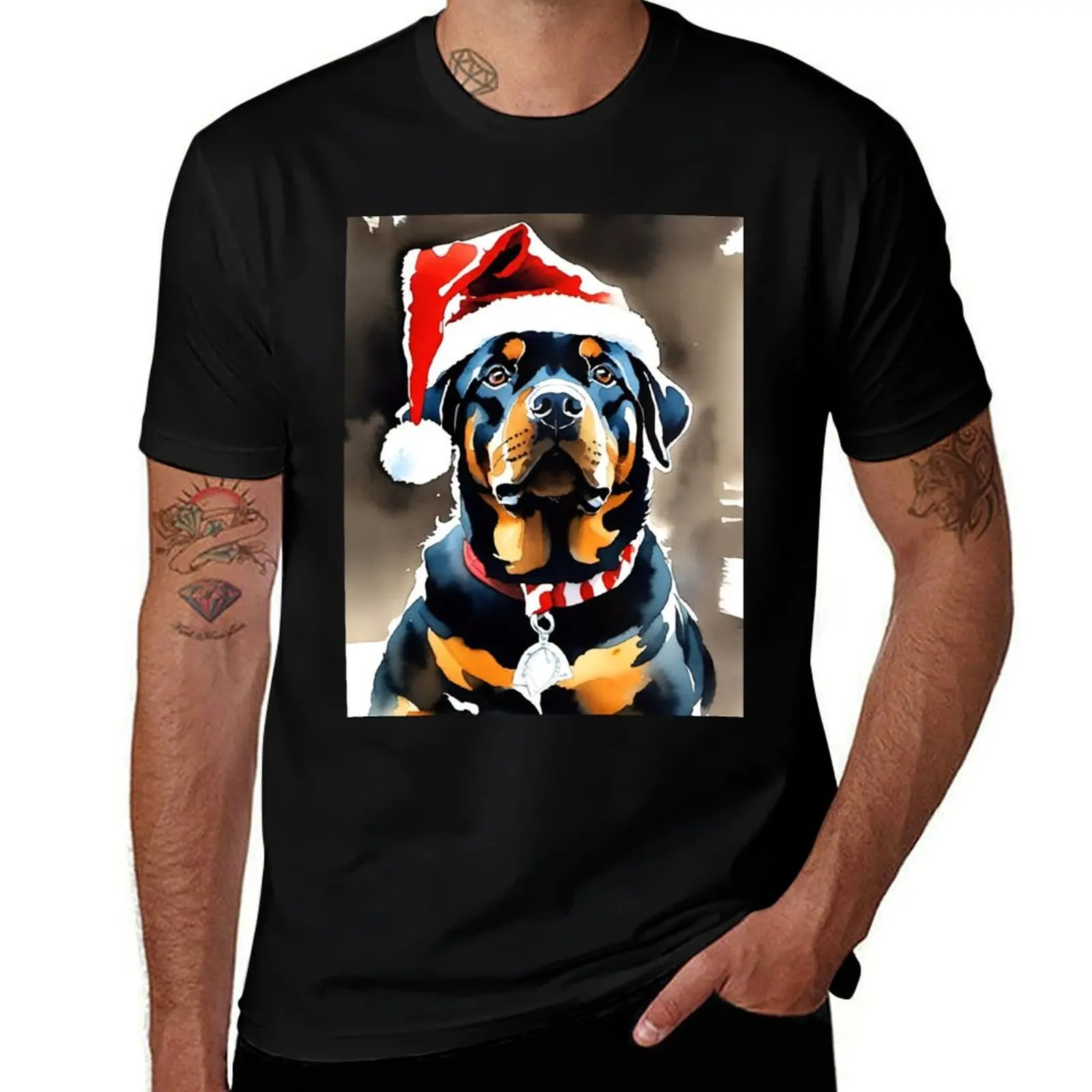 Holiday Rottweiler T-Shirt Plus Size Loose Fit T-Shirt