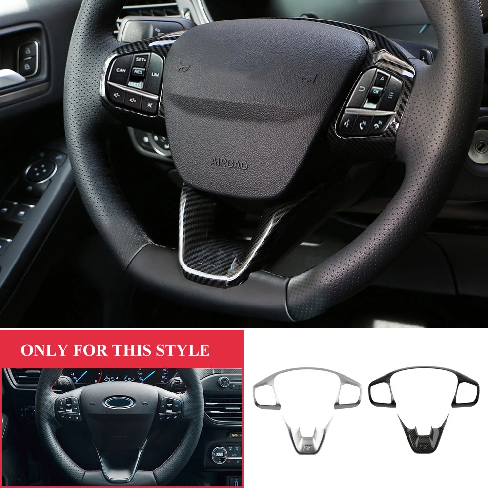 2 teile/satz Auto Lenkrad Pailletten Fit für Focus 4 MK4 2019-2024 Fiesta MK8 2017-2021 Carbon Faser dekoration Zubehör – Detail 3