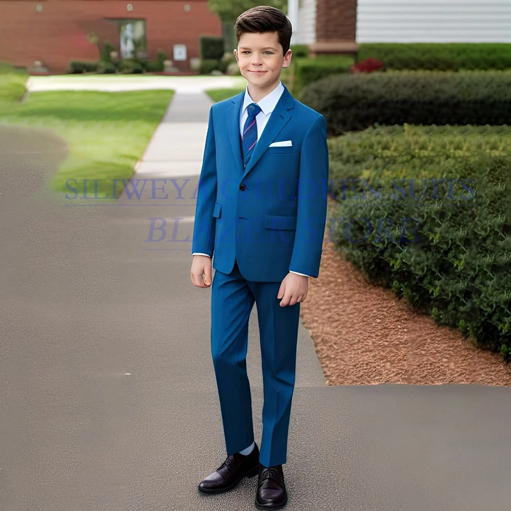 

Fashion Boy's Clothing Luxury Single Breasted Notch Lapel Slim Fit 2 Piece Jacket Pants Casual Daily Children Kid's Clothing Set