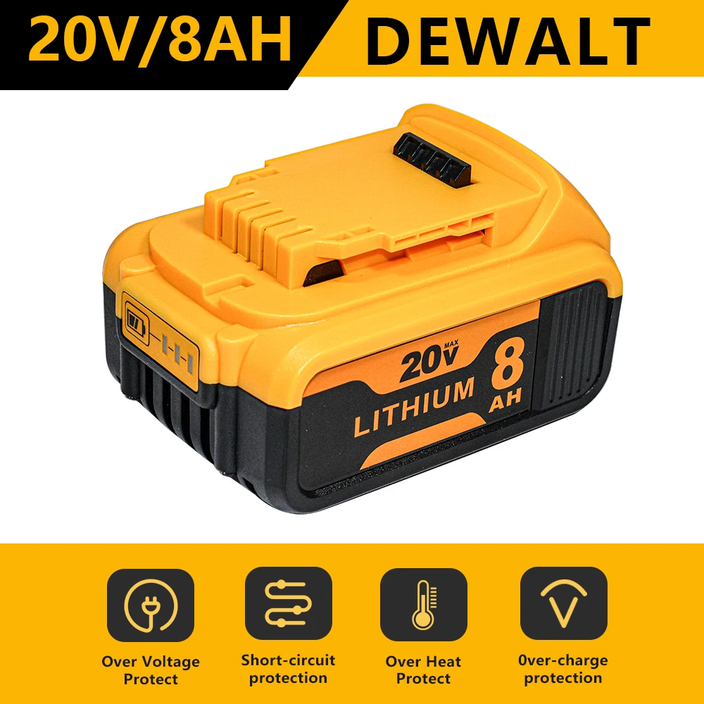 20V 8.0Ah Lithium-Ion Battery FOR Dewalt 20V DCB206 DCB200 DCB205 For Dewalt DCF845 DCF850 DCF892 DCF911 Power Tools Battery
