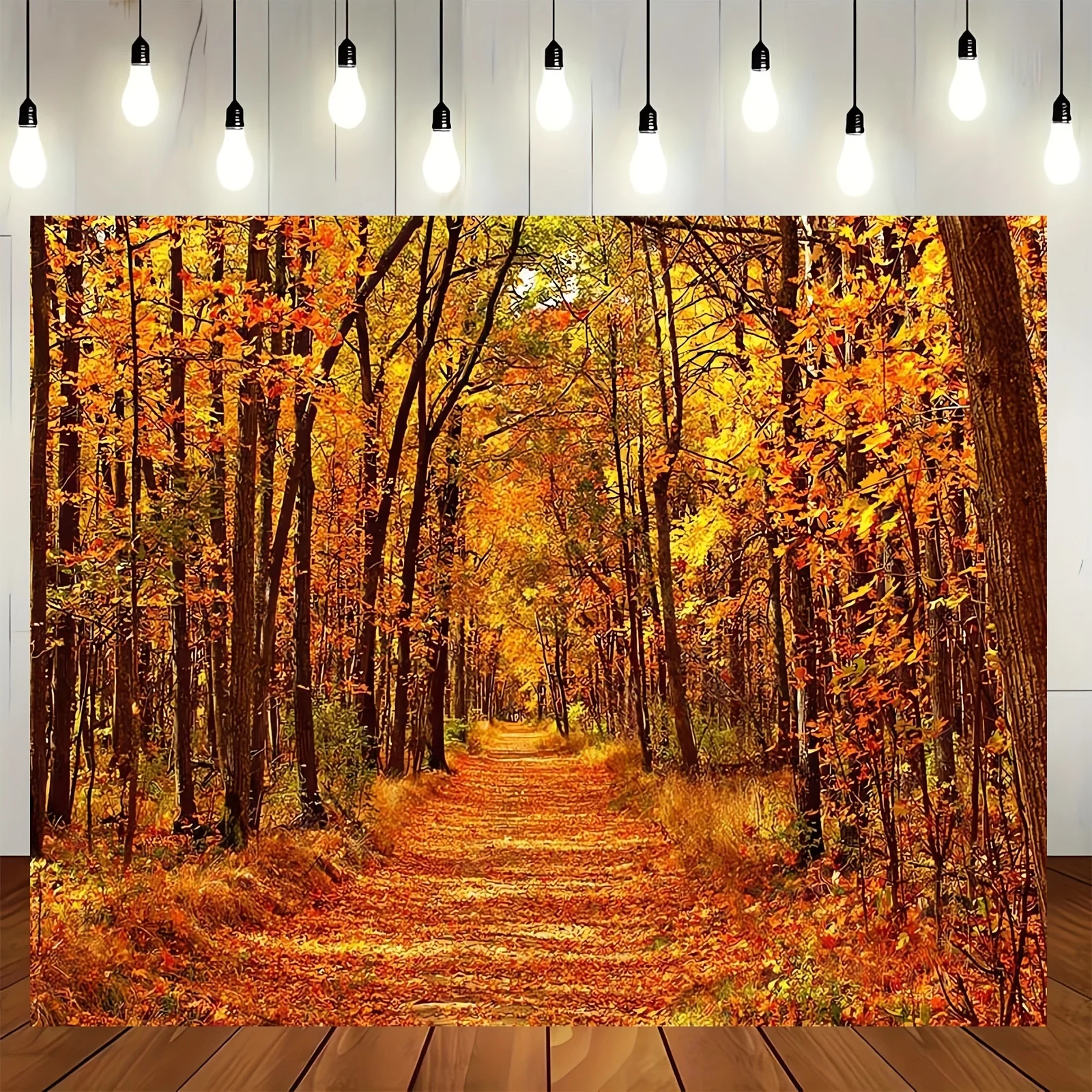 Autumn background, fallen leaves, curtains, birthday, party background, wall decoration, studio background