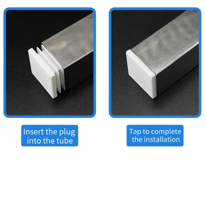 1/2/5/10 Pcs White Rectangle/Square Blanking End Cap Table Leg Foot Pad Steel Pipe Insert Plug 15x15mm -50x100mm