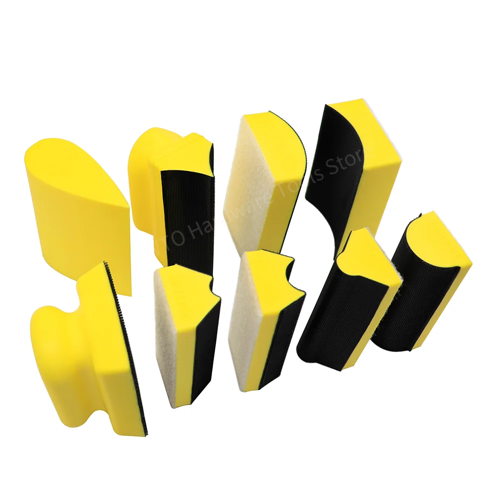 9PCS Contoured Profile Hand Sanding Block Set,Assorted Shapes Hook & Loop Detail Hand Sander Tools Kit for Woodworking Furniture