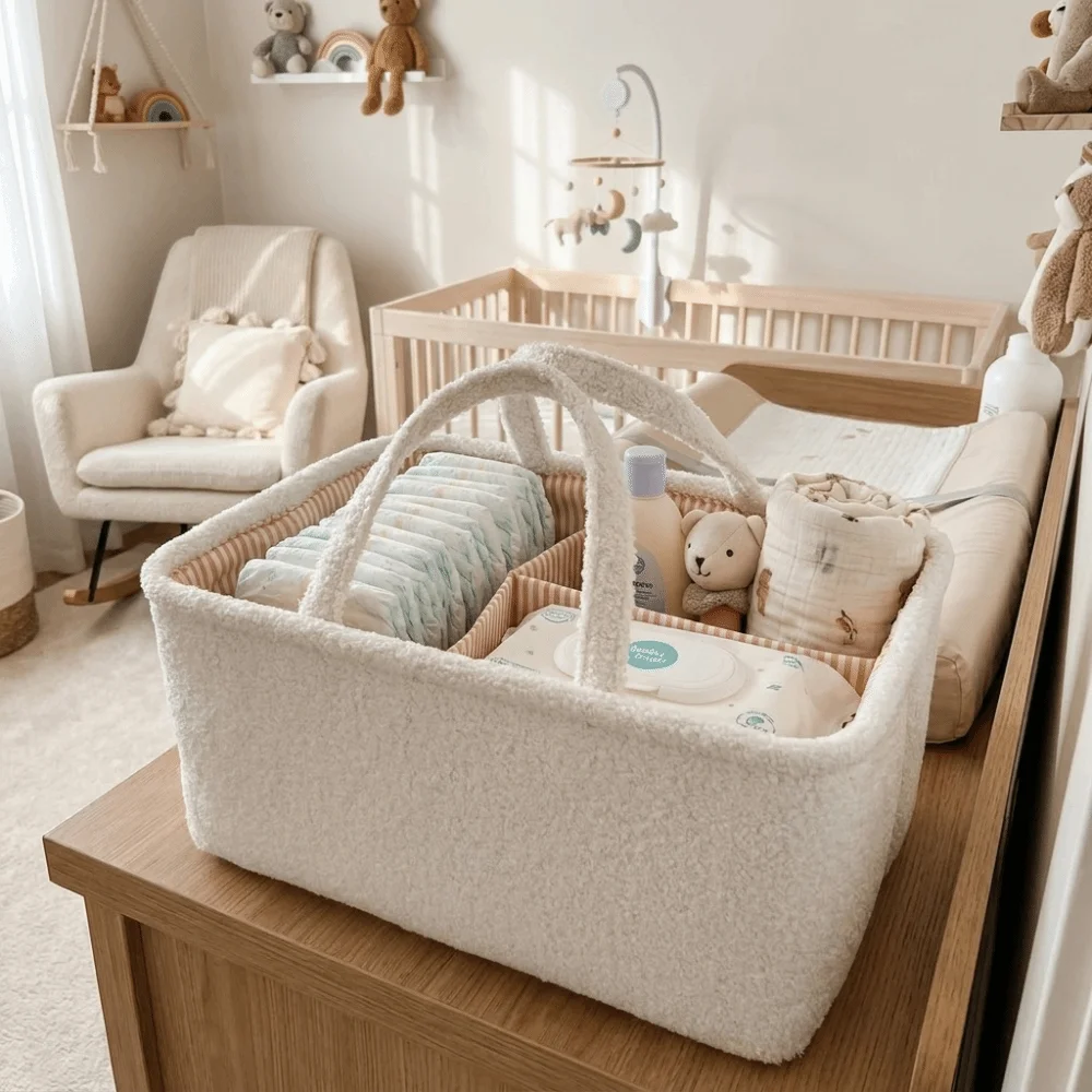 Portable Mommy Diaper Bag Multifunctional Material Feeding Bottle Organizer Large Capacity Durable Storage Basket