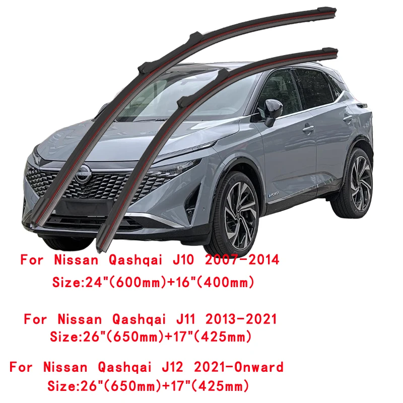 For Nissan Qashqai SUV J10 J11 J12 2006 2010 2013 2015 2018 2019 2020 2021 2022 Double Rubber Car Windshield Wiper Blades Winter