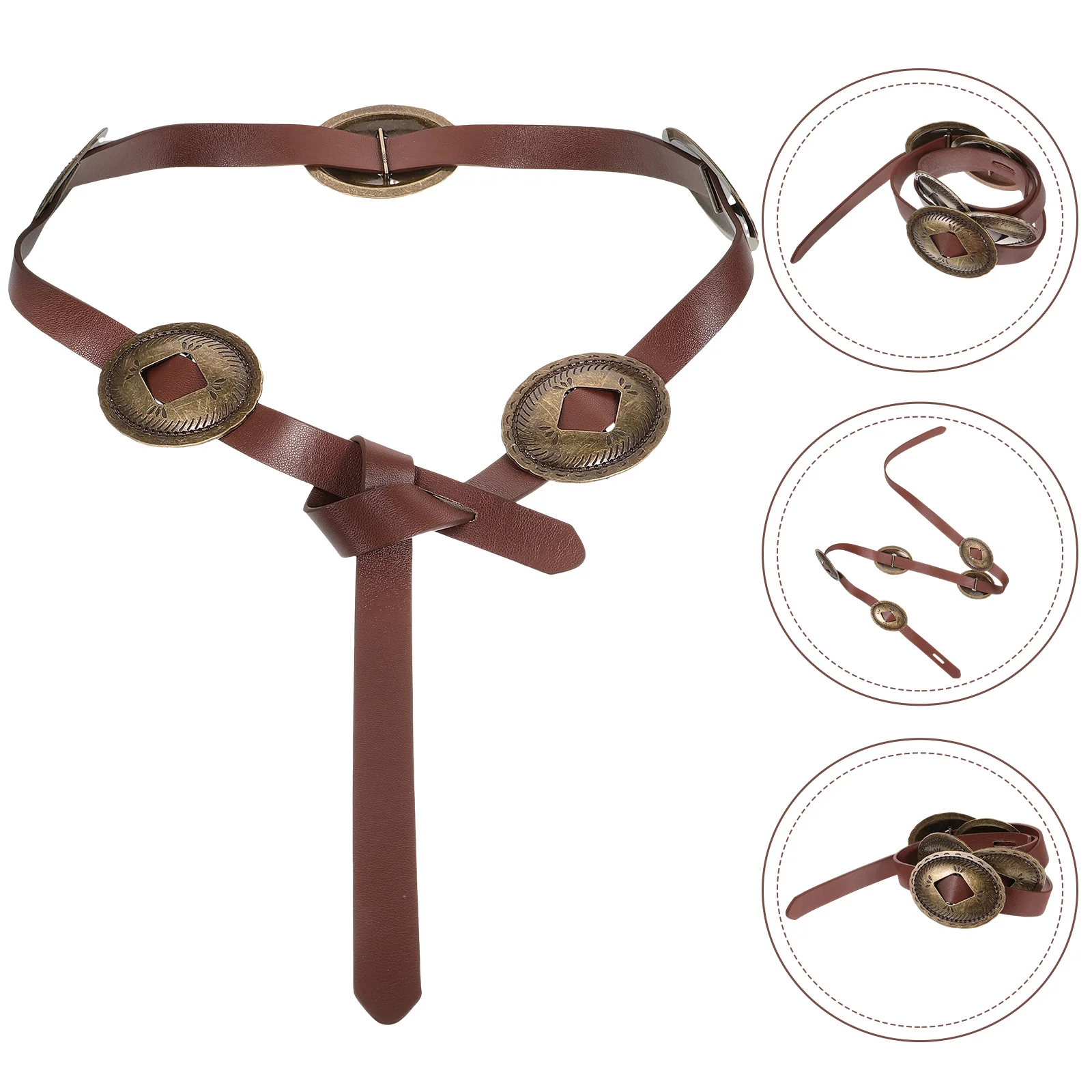 

Brown Ladies Women Belt Retro Vintage Waist Belts Fashion Accessories Adjustable Casual Coffee Color Long lasting Quality
