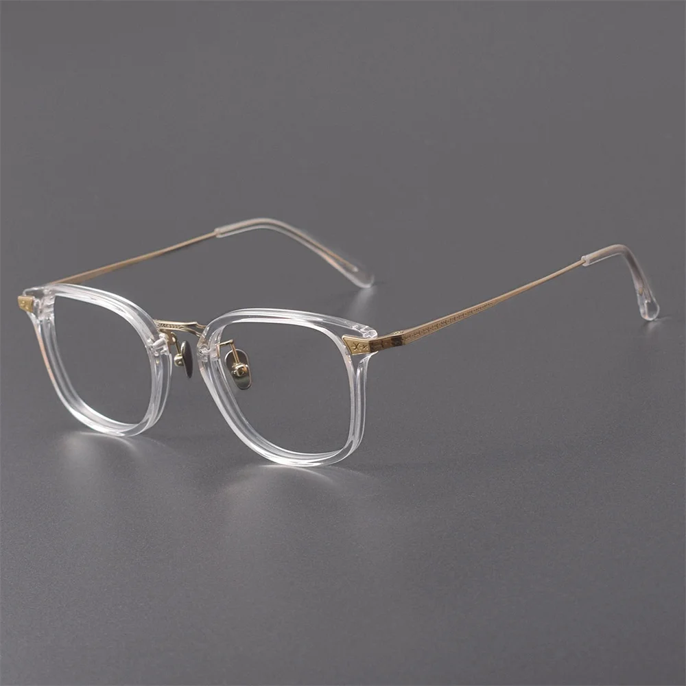 Anti Blue Light Myopia Eyeglass Frame for Men and Women, Retro Ultra Light Round Frame, Color Changing and Radiation Resistant