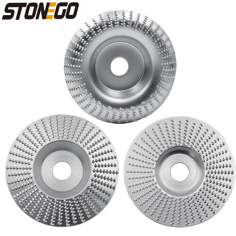 STONEGO Wood Grinding Wheel Angle Grinder Disc Wood Carving Sanding Steel Arc/Flat/Bevel Disc Abrasive Tool