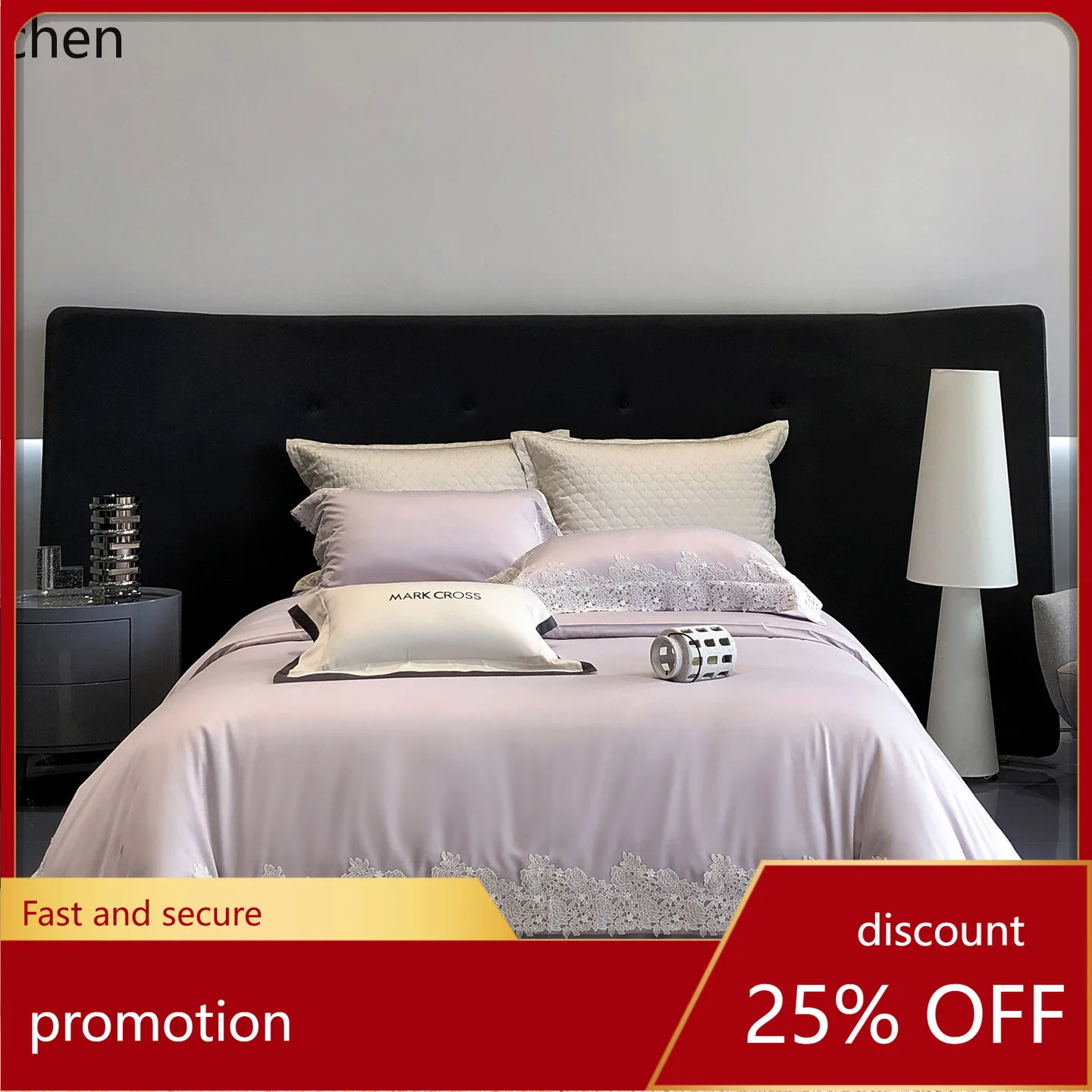 YFY Light Luxury French Lace Four-Piece Set Tencel Cotton Brushed Gold Cotton Duvet Cover and Bed Sheet