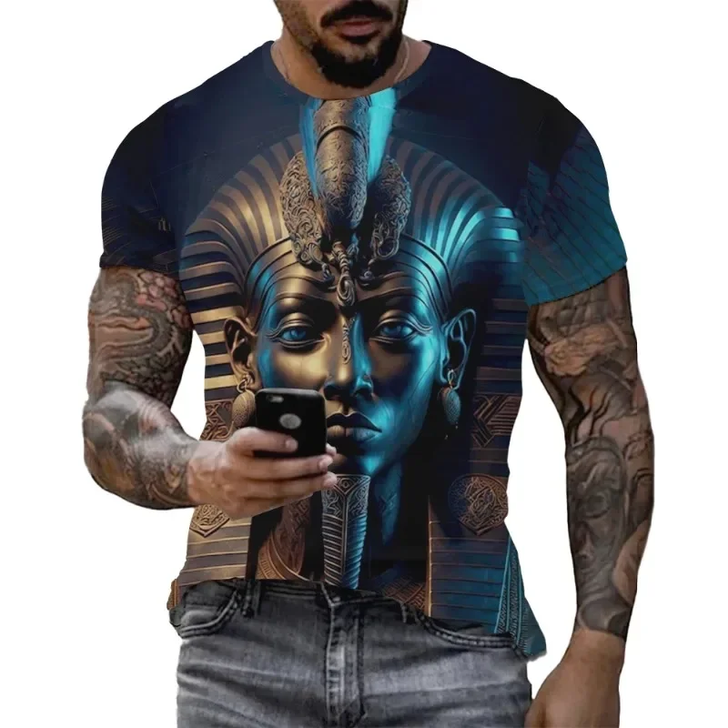 Ancient Egypt Pharaoh Symbol T-Shirts Vintage Egyptian Pyramid Graphic T Shirt Casual Unisex Fashion Oversized Men Clothing Tops