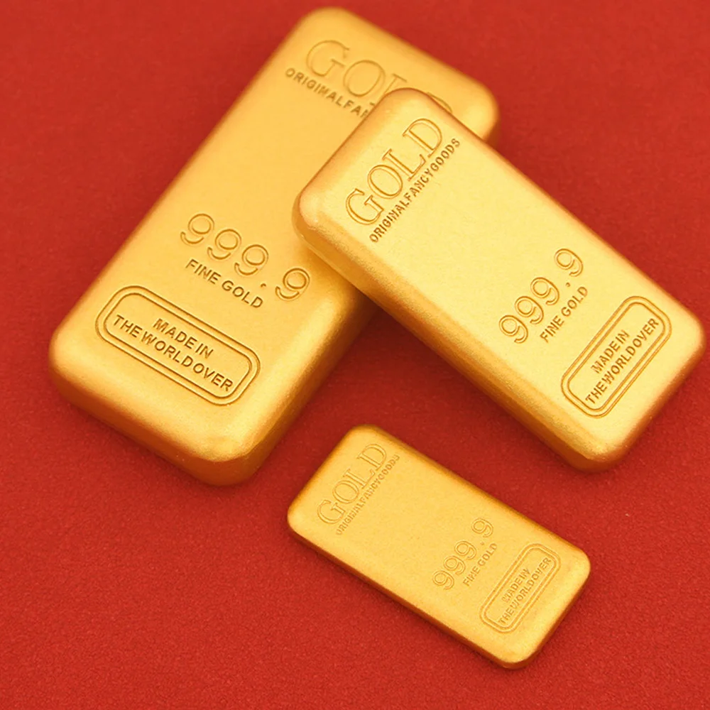 1Pc Alloy Fake Gold Bar Gold Brick Craft Ornaments Paperweight Home Decor Simulation Photography Props Lucky Blessing Gift
