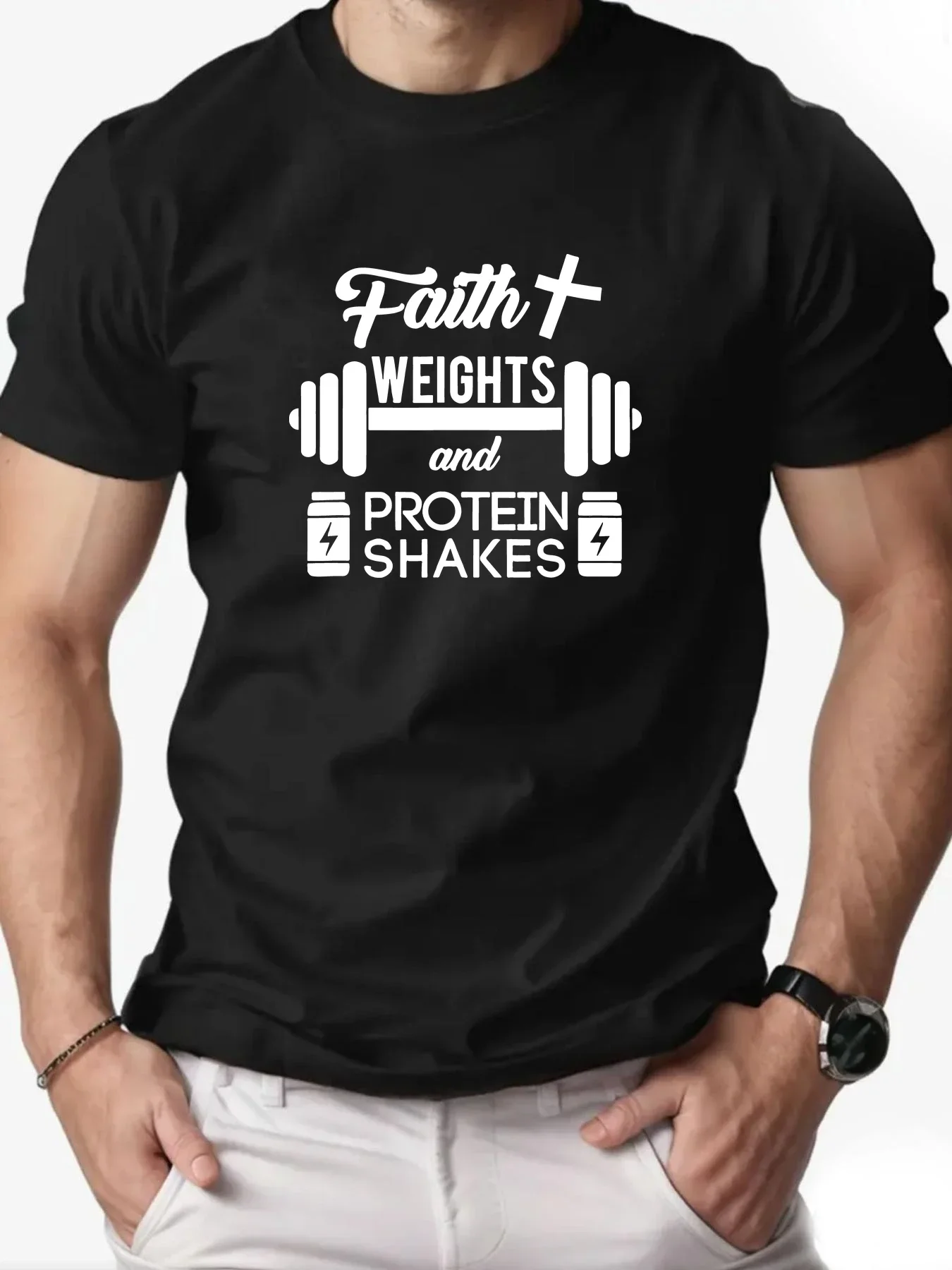 

Summer trend: 100% pure cotton fitness style T-shirt men's clothing, fashionable, casual and breathable round-neck daily top