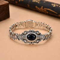 HX Silver Color New European and American Style Pattern Fashion Bracelet Men's High-end Gift Temperament Versatile Accessories
