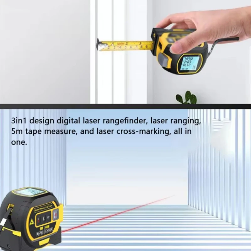 3-in-1 backlight rangefinder Building measuring device 5M tape liquid crystal display laser rangefinder