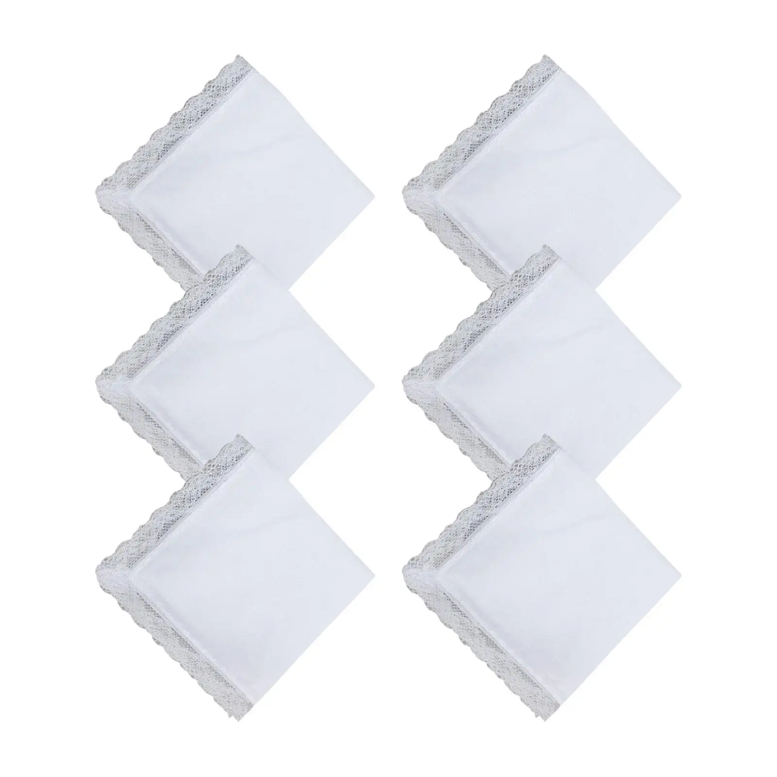 Lenços de Algodão Lavável para Mulheres, Necessidades Artesanato DIY Reutilizáveis, Hanky Bulk Macio para Senhoras, Crianças Festa Celebração, Branco, 6Pcs