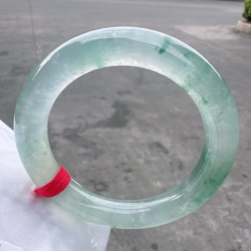 Factory Wholesale a-Level Jade Live Broadcast Ice-like Floating Flowers round Bar Bracelet Jewelry Ornament with Certificate