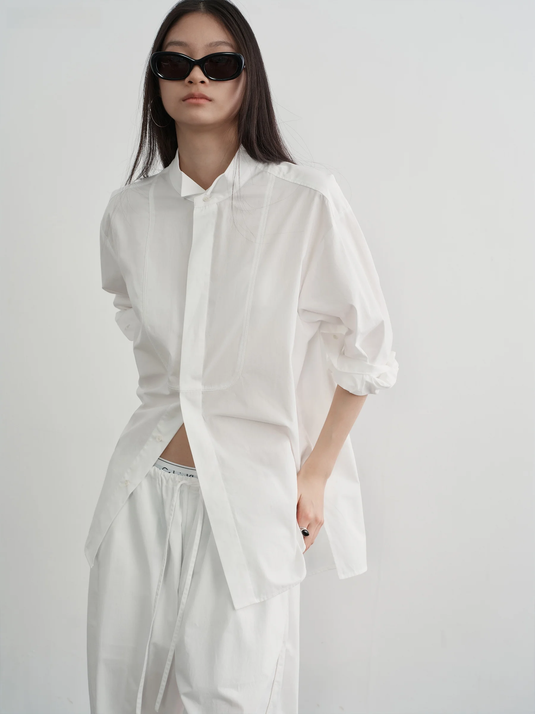 

KUCO Classic Loose Long Sve White irt Pure Cotton Air Wa Versatile Simple Sle Women's Premium Faion Spring 2026
