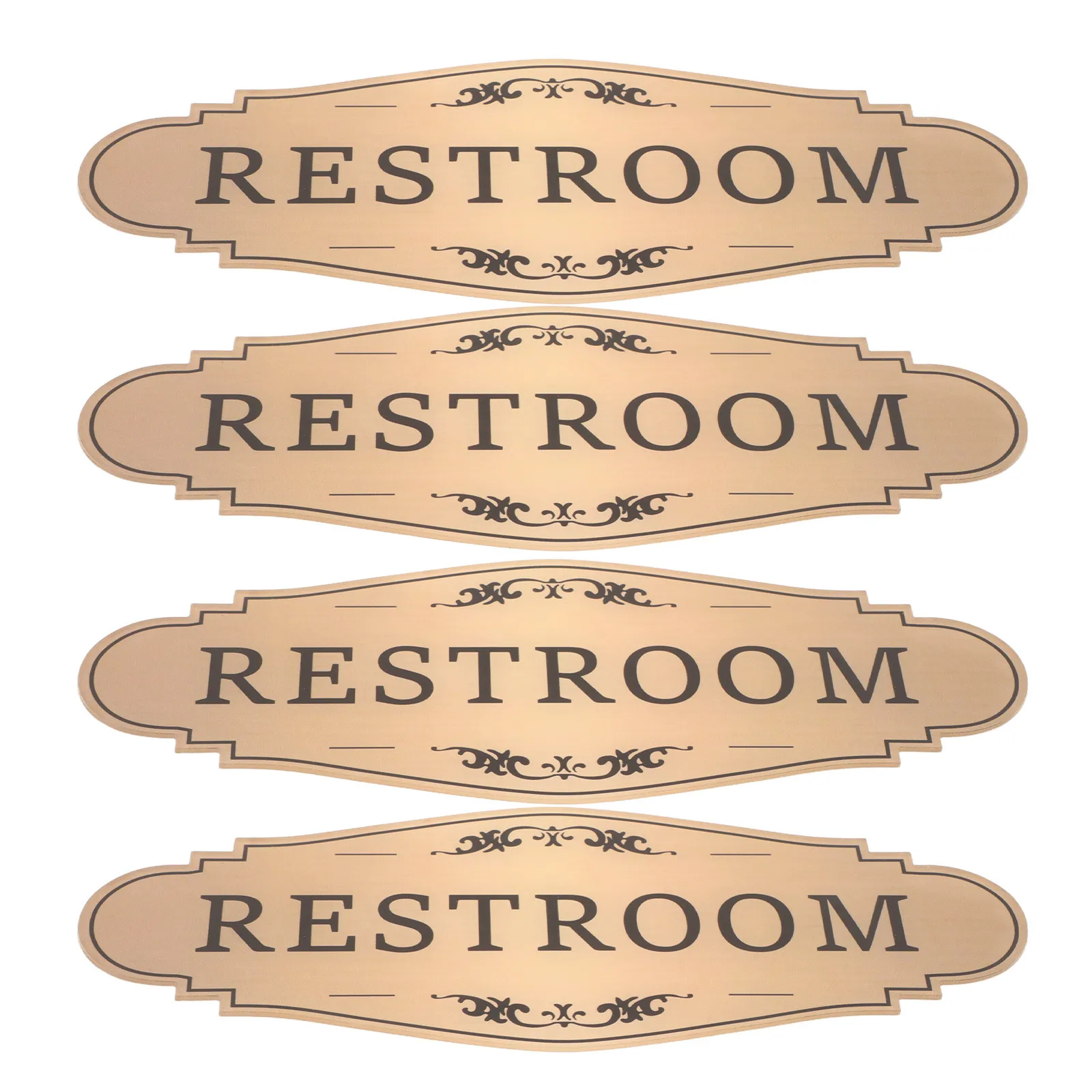4pcs Restroom Sign Stickers Bathroom Toilet Door Decal Adhesive Wall Sign Office Business Public Ladies Gold Label Decoration