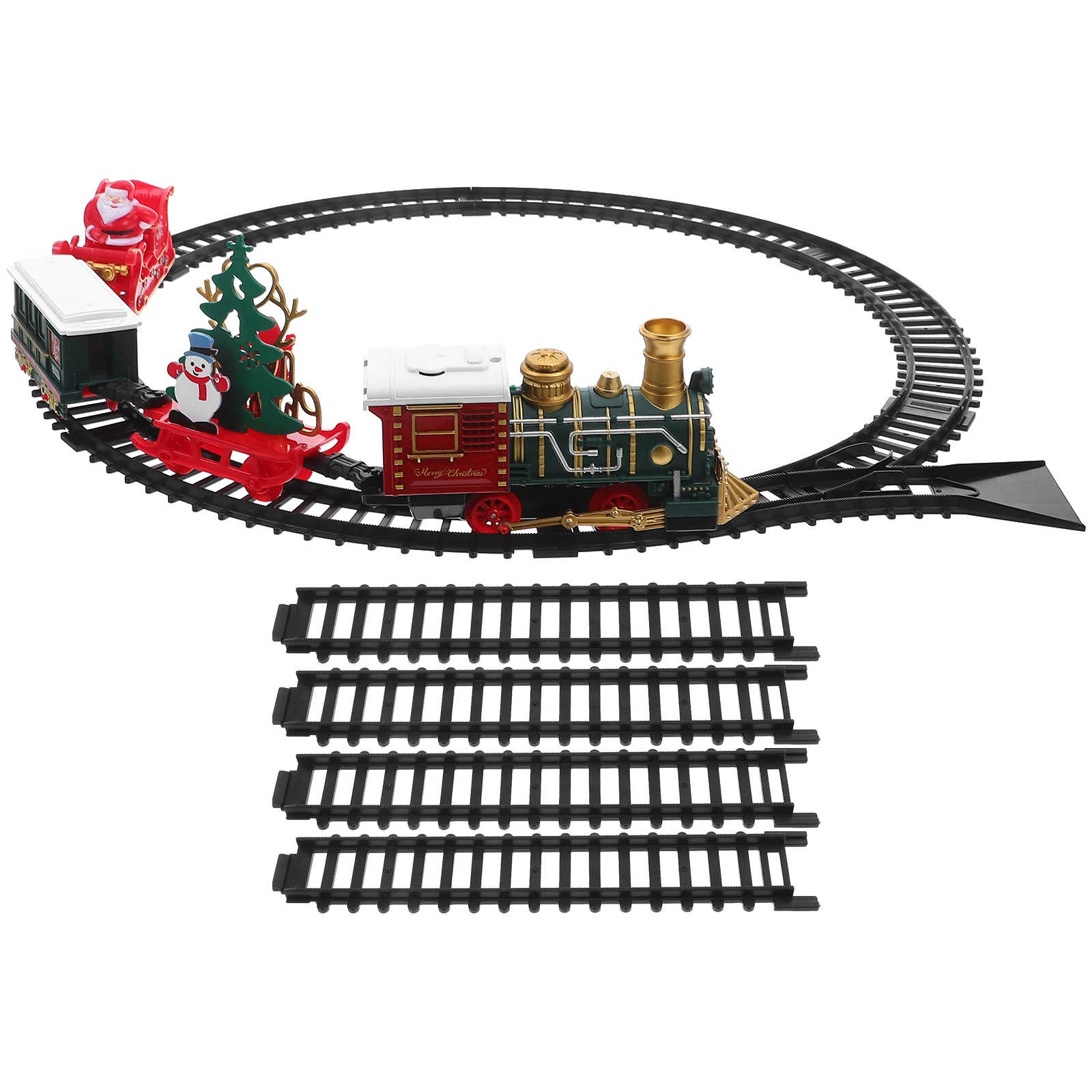 

1Set Christmas Electric Train Vintage Locomotive Track Lights Music Holiday Decor Under Tree Sound Light Train Toy