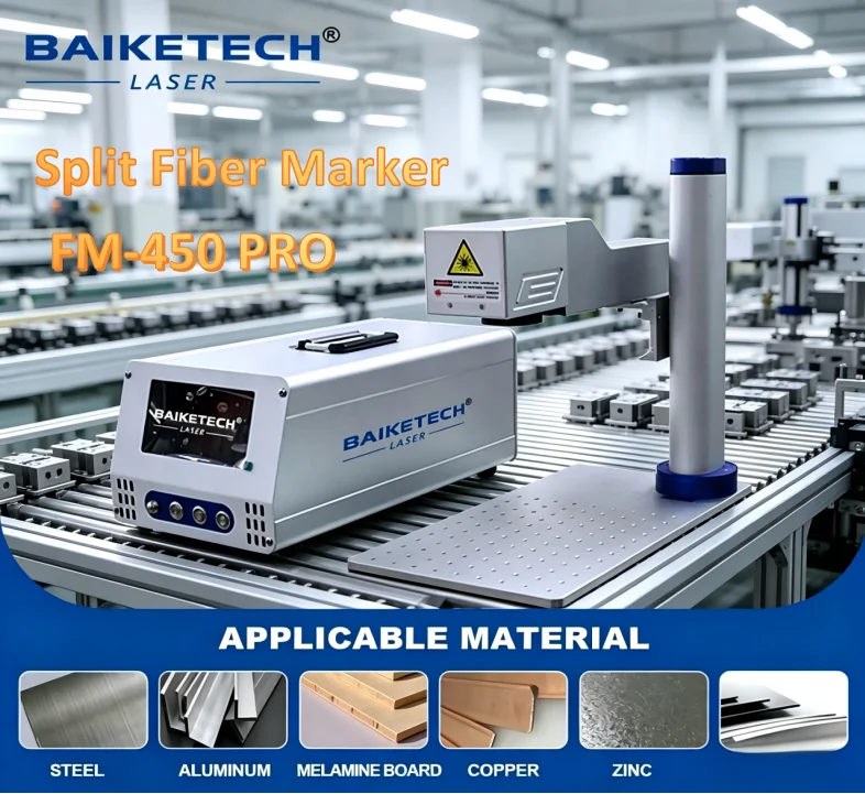 FM-450 split fiber laser marker – compact design saves workspace, ensures high-quality permanent marking