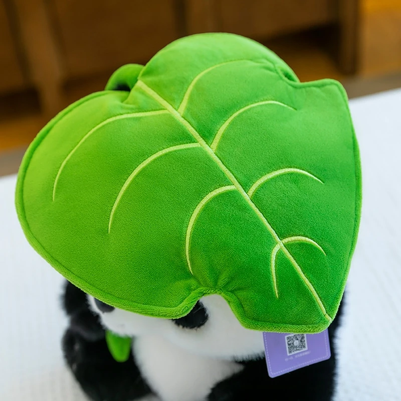 Lindo juguete de peluche de Panda de hoja, almohada de peluche suave, regalo para niños, diseño auténtico, muñeco de Panda de hoja, almohada para abrazar para niños