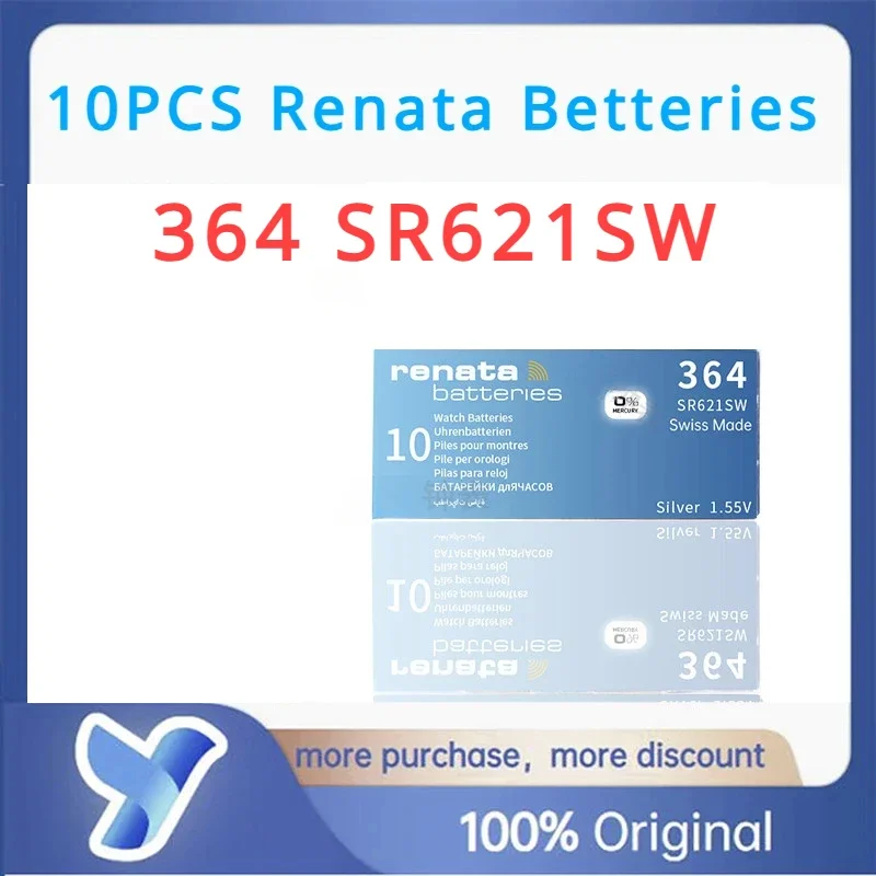 10pcs/lot Renata 364 SR621SW Swiss Watch Battery capacitor Car key