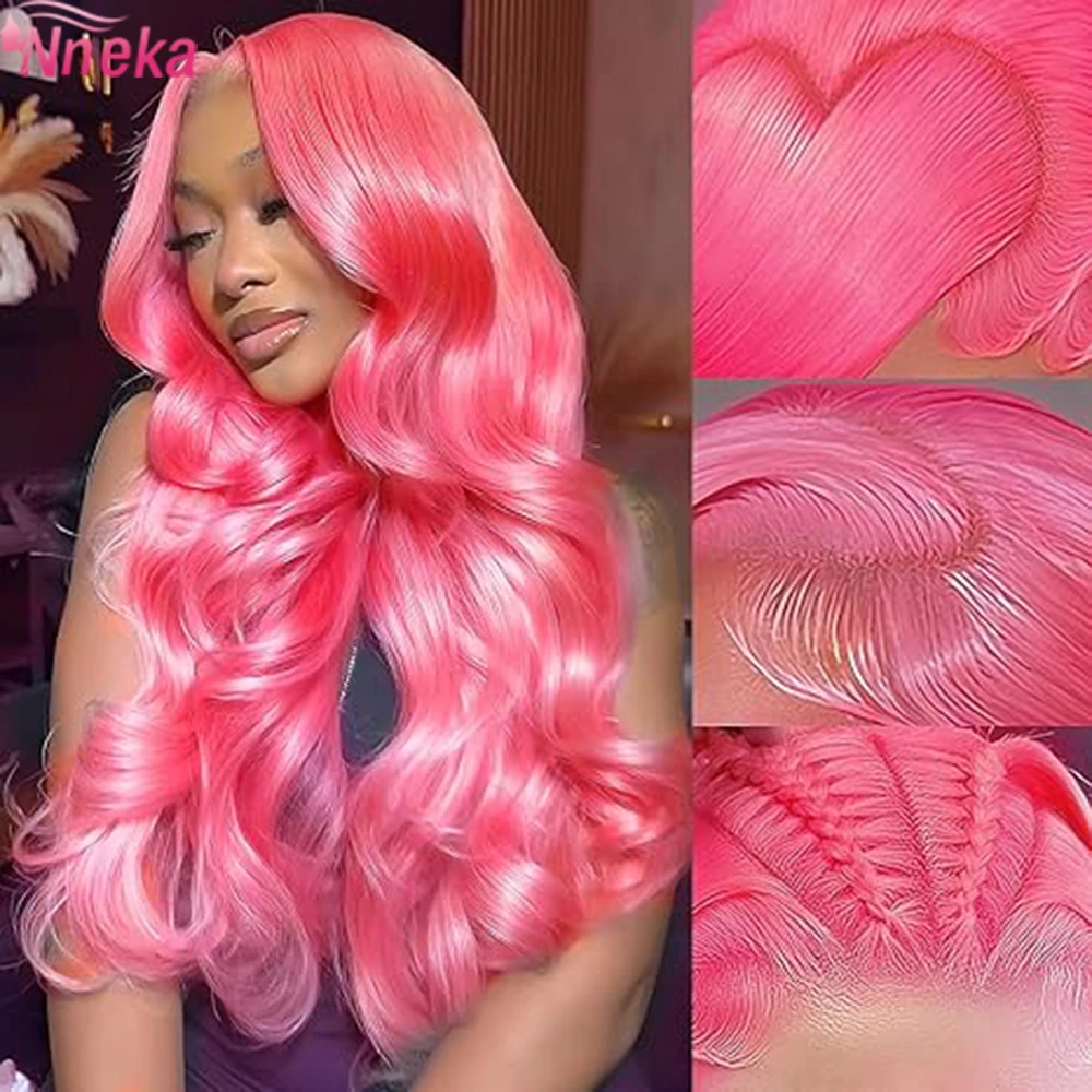 

Парик из натуральных волос с HD-кружевной основой 13x6, плотность 200, розовый, с эффектом Body Wave, предварительно проработанный, 13x4, с фронтальной кружевной вставкой, бразильские волосы для женщин, 36 дюймов