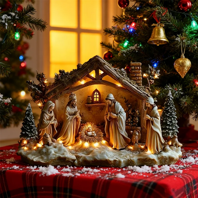 ديكور المنزل الديني، شجرة الحياة يسوع تمثال أكريليك لوحة مسطحة زخرفة سطح المكتب للعائلة هدية نعمة لحديثي الولادة