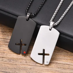 Vnox Mens Sidecross Dog Tag Necklaces, Anti Allergy Stainless Steel Pendant Collar with Cubic Zirconia, Free Box Chain 70cm