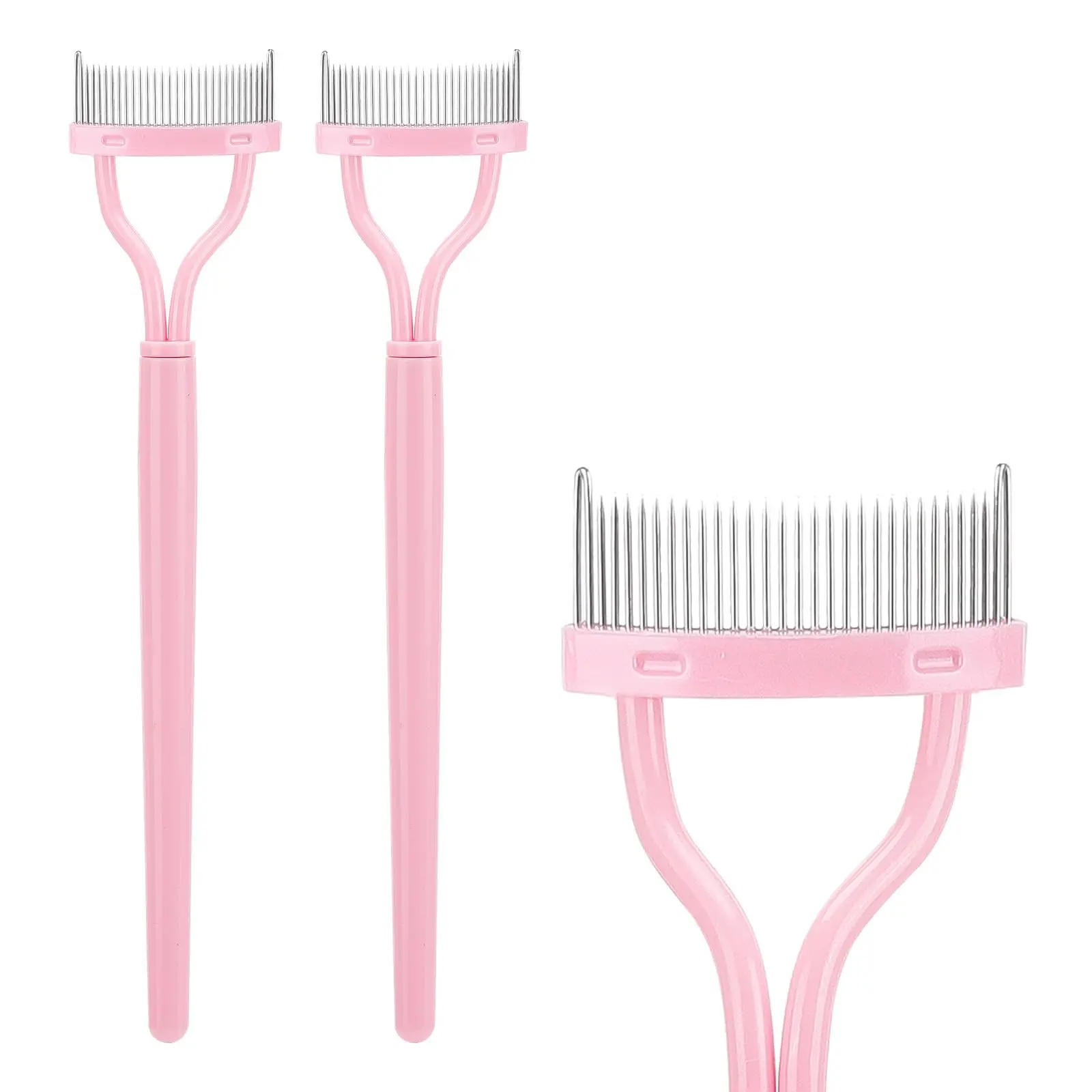 2 Pack Light Pink Lash Separator Comb Eyelash Brush Tool for Mascara Defining and Separating Clump Free Lashes