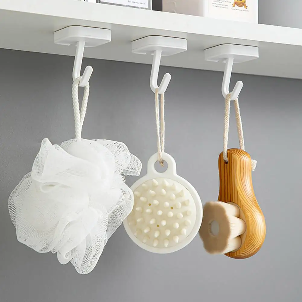 Wall-friendly Hooks Self-adhesive Wall Hooks for Kitchen Bathroom Load Bearing Anti-slip Punch-free Hanging Hooks for Towels