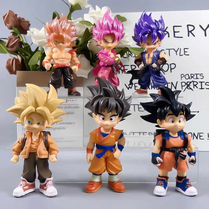 Dragon ball anime figuras q-versão super saiyan infância goku dos desenhos animados boneca modelo estatuetas decoração do carro crianças brinquedos fãs presente