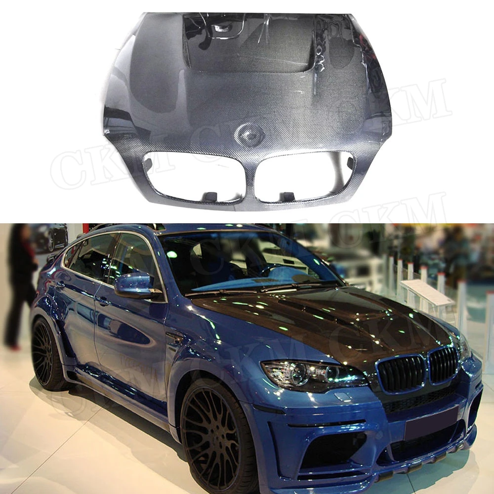 

For X5 X6 Carbon Fiber Front Engine Hood Cover Bannot Grill Frame For BMW X5 E70 X6 E71 2007-2013 body kits Car styling