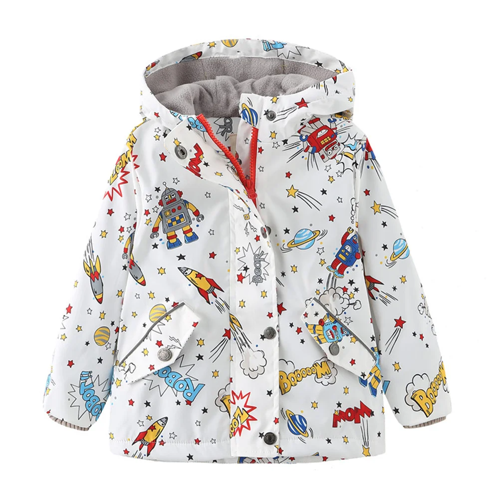 New Spring Autumn Child Kid Clothes Baby Boys Space Jackets Coats Double -Deck Inner Polar Fleece Windproof Waterproof