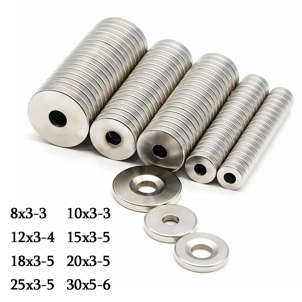 Super Strong Round Neodymium Magnet Powerful with holes Magnets N35 small Permanent Magnetic NdfeB Refrigerator Magnet
