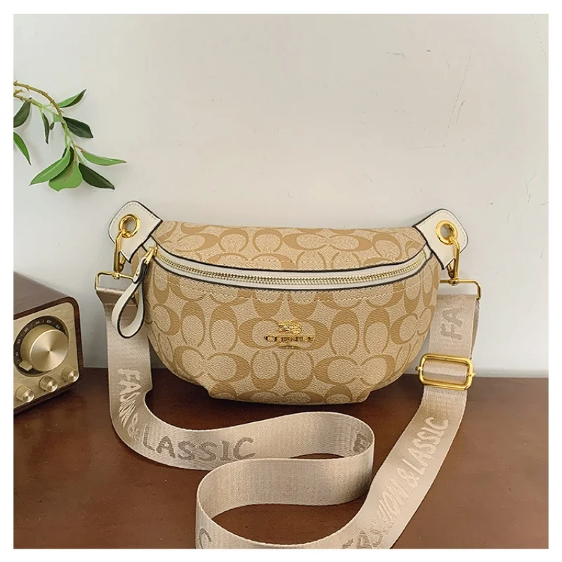 Women's Shoulder Bag 2026 New Vintage Print Wide Shoulder Strap
