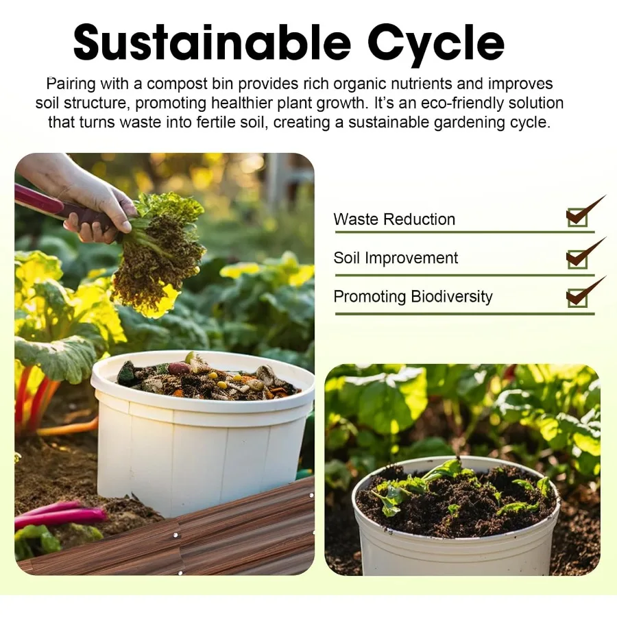 5x3x1ft البيضاوي المجلفن أثار سرير حديقة في الهواء الطلق 9 في 1 صندوق زراعة وحدات معدنية كبيرة أثار سرير لخضروات البستنة Fr