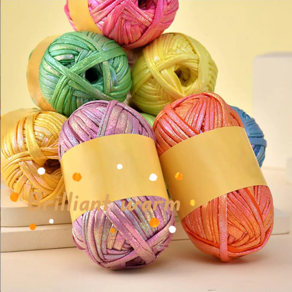 100 جرام من خيوط الكروشيه اللامعة من الجلد المقلد ، غزل قميص معدني 43.74yd ، حياكة يدوية ذاتية الصنع لحقيبة بطانية وسادة خيوط كروشيه