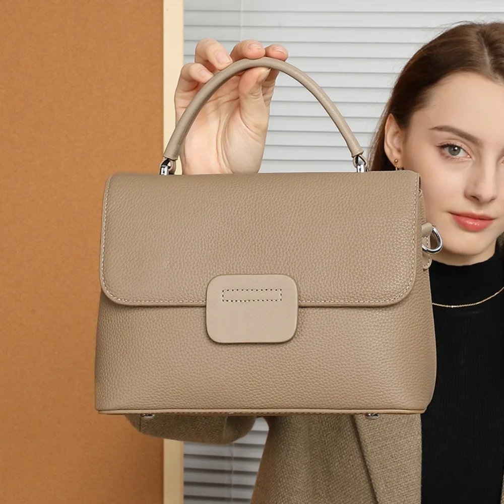 

Женская сумка через плечо из натуральной кожи (первый слой), простая и стильная, с классическим ремнем, большая вместимость, для отдыха